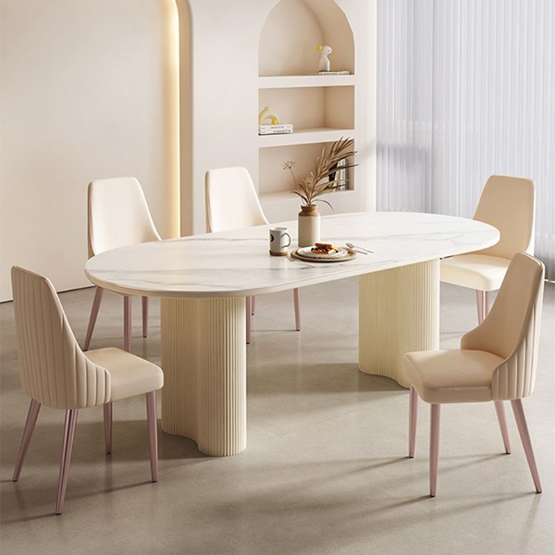 Contemporary Sintered Stone Dining Table Oval Dinner Room Table Clearhalo 'Dining Tables & Seating' 'Dining Tables' 'dining_table' 'furn' 'furn_dining_table' 'Furniture' 'Kitchen & Dining Furniture' 1200x1200_299fdaf4-4b83-49af-8808-43c6753bdae7