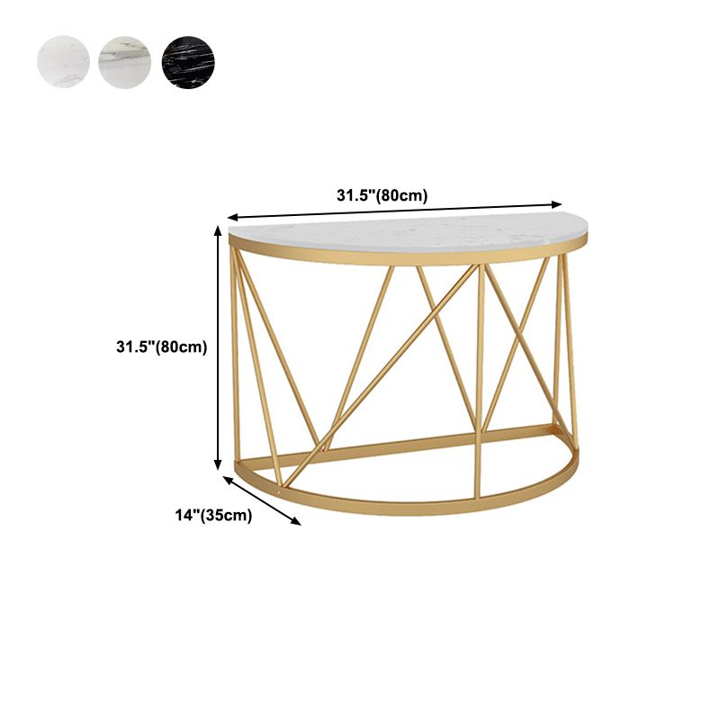 Tavolino console in marmo glam tavolo accento di ferro mezza luna per sala