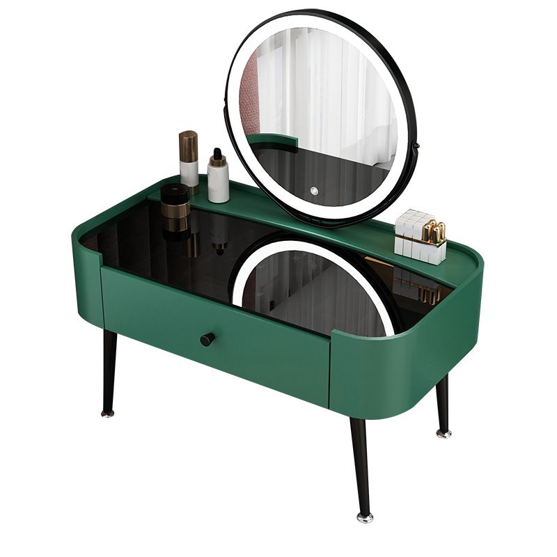 Contemporary 16.5" H Makeup Counter Bedroom Glass Make-up Vanity with Drawer