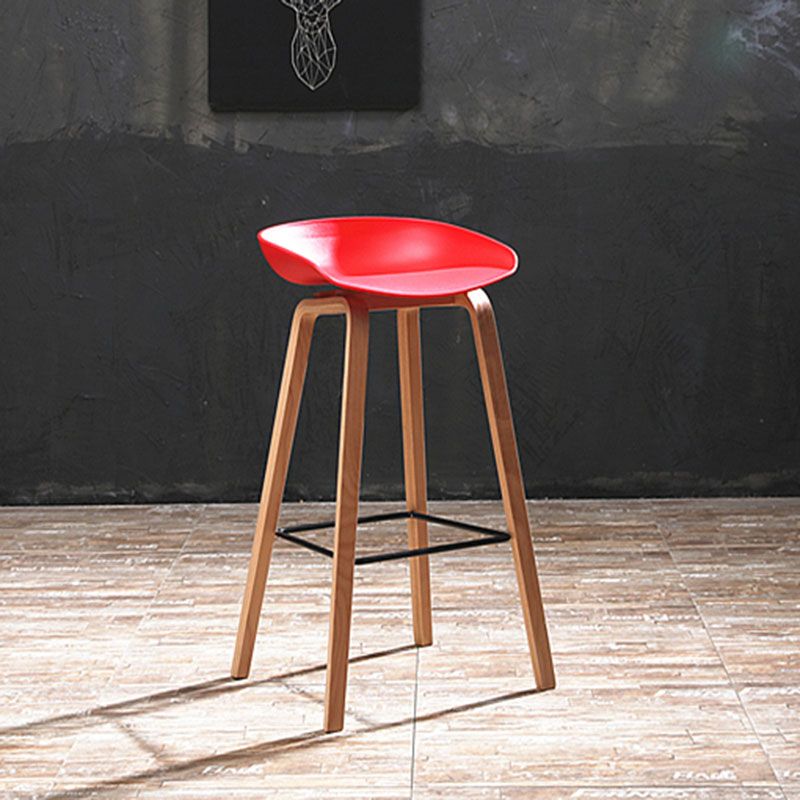 Scandinavia Style Bar-stool Wooden Legs PP Bucket Seat Barstool for Bar Kitchen Clearhalo 'Bar Furniture' 'Bar Stools' 'bar_stools' 'furn' 'furn_bar_stools' 'furniture_bar_stools' 'Kitchen & Dining Furniture' 'kitchen&dining_furn' 'kitchen' 'kitchen_furn' Furniture' 1200x1200_29a151d9-dadd-4003-99df-7557ad222522