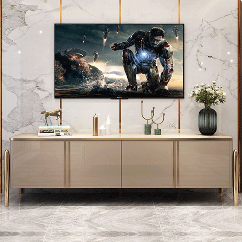 Glam Glass TV Media Stand Enclosed Storage Media Console TV Stand