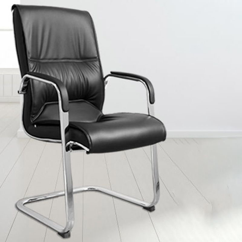 No Distressing Black Arm Chair Faux Leather and Chrome Frame Office Chair Clearhalo 'furn' 'furn_office_chair' 'Furniture' 'Office Chairs' 'Office Furniture' 'office_chair' 1200x1200_29a3a8ee-5b84-48d2-917c-ee8fd5788c29