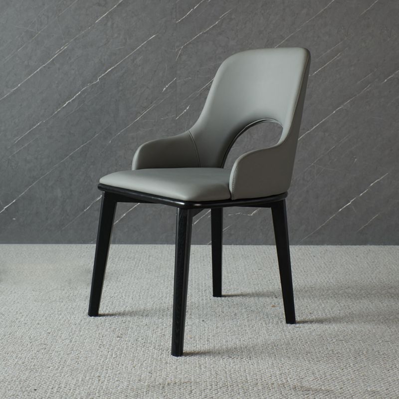 Eigentijdse open achterste eetstoelen armloze zijstoelen met houten benen voor keuken