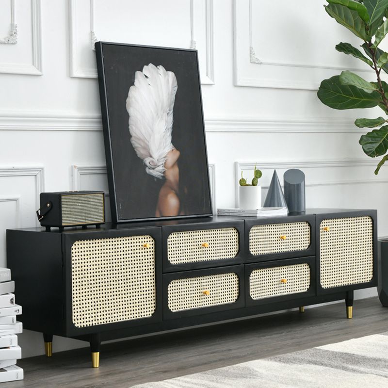 Console traditionnelle de stand de télévision noire