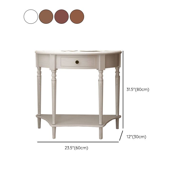 Mid Century Modern Accent Table Half Moon Wooden Console Table