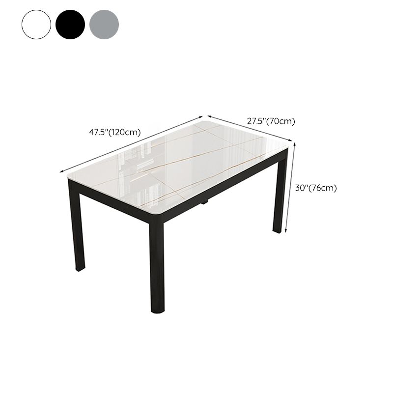 Table de salle à manger rectangulaire en verre de style contemporain avec 4 pieds
