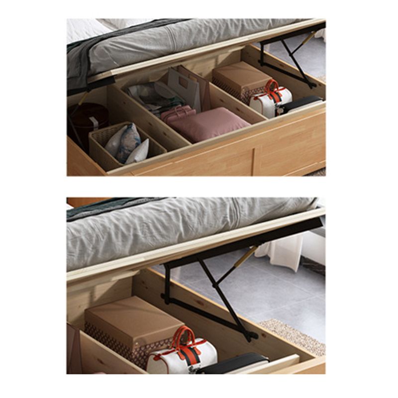 Eigentijds paneelbed massief hout natuurlijke standaardbed met hoofdeinde