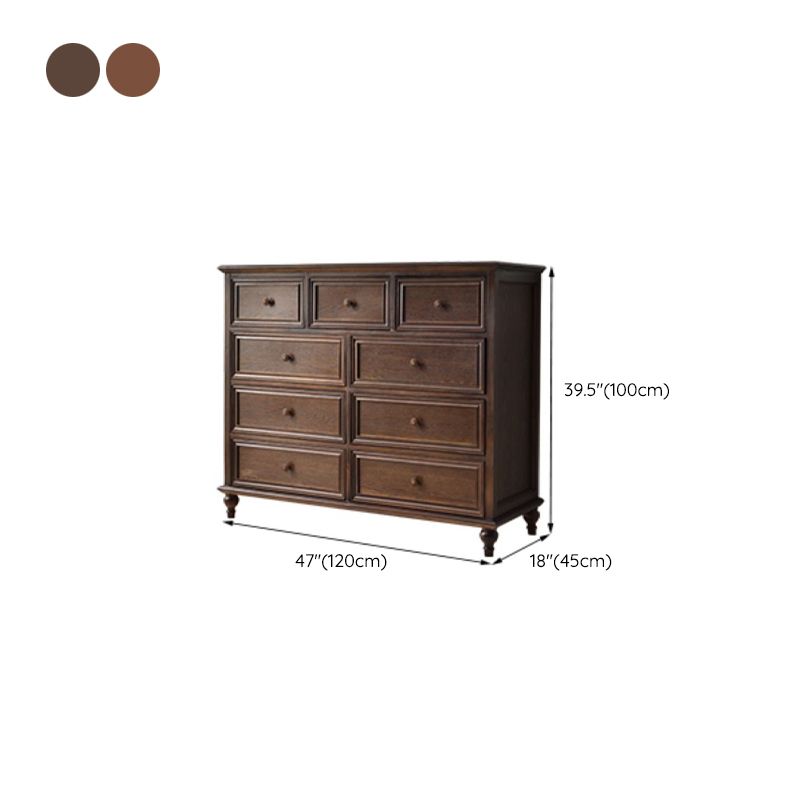 Commode de rangement en bois massif, commode traditionnelle avec tiroirs