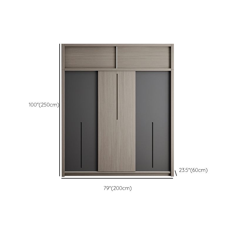 Grey Contemporary Storage Cabinet Faux Wood Cabinet with Sliding Doors