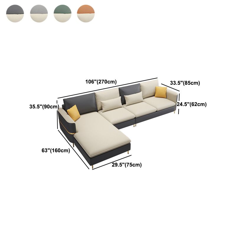 106.3 "W X 62.3" D X 35.4 "divano a braccio quadrato H, divano posteriore in pelle in finto sciolto