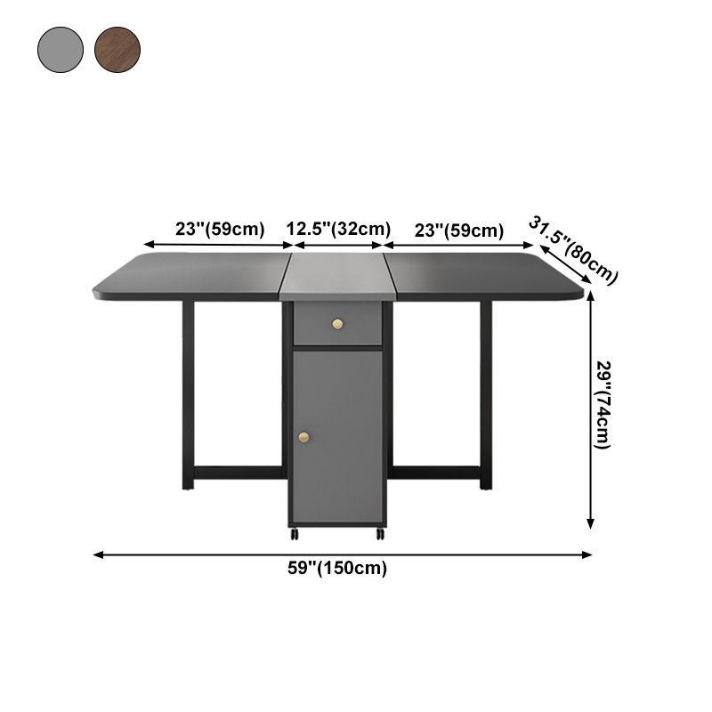 Mid-Century Modern Rectangle Dining Table Drop-Leaf Table with Solid Wood Base,59"L x 29.1"H Clearhalo ' dining_table' 'Dining Tables & Seating' 'Dining Tables' 'furn' 'furn_dining_table' 'Furniture' 'furniture_dining_table' 'Kitchen & Dining Furniture' 'kitchen&dining_furn' 'kitchen' 'kitchen_dining_table' 1200x1200_29ab23ab-4f2b-4272-85a0-a2932f21a5a1