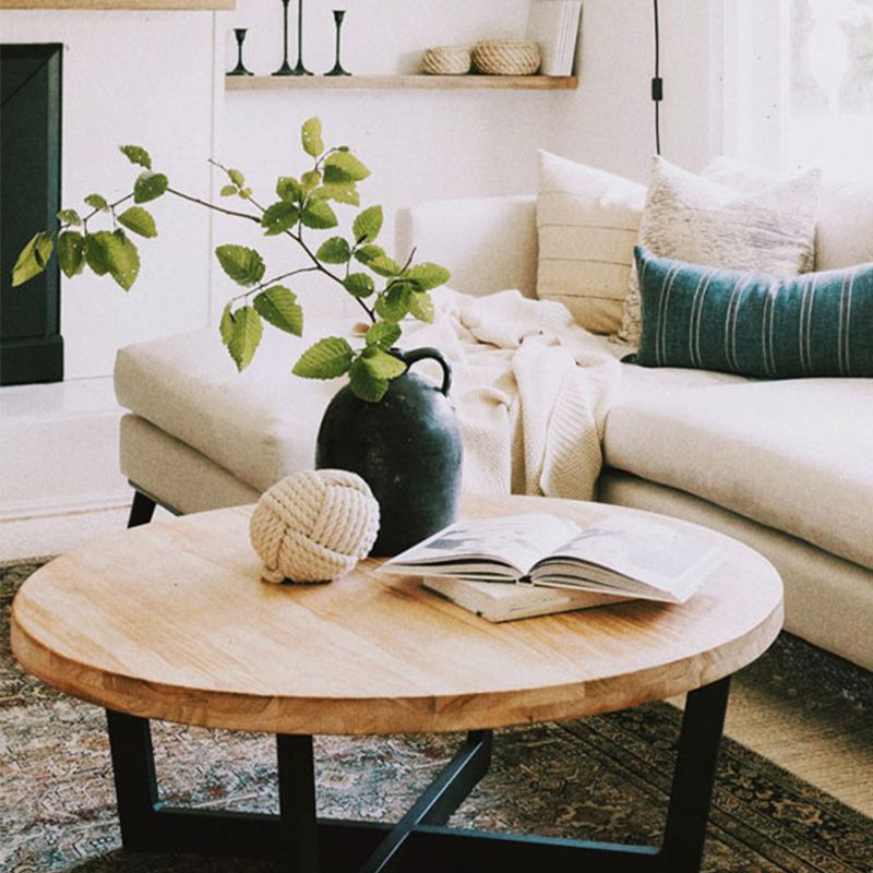 17"H Moderner Couchtisch, Einzel-Couchtisch aus Massivholz