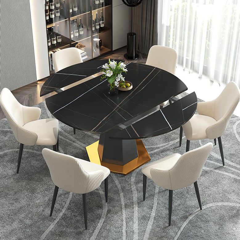 53.1''L Traditional Luxury Dining Table White Sintered Stone Round Table for Home Clearhalo ' dining_table' 'Dining Tables & Seating' 'Dining Tables' 'furn' 'furn_dining_table' 'Furniture' 'furniture_dining_table' 'Kitchen & Dining Furniture' 'kitchen&dining_furn' 'kitchen' 'kitchen_dining_table' 1200x1200_29ac182a-2f94-4511-b1f8-25eec9838f6a
