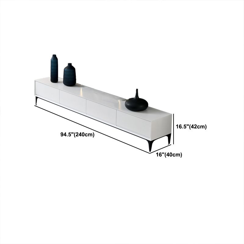 16,5 "H Console TV, bois d'ingénierie 3/4 tiroirs TV Stand en blanc