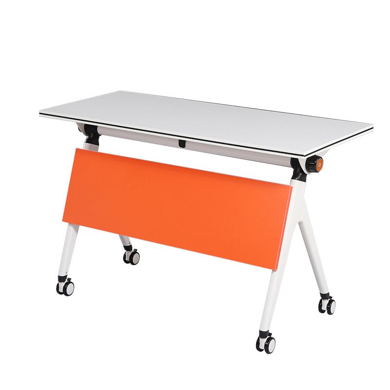 Bureau d'écriture blanc contemporain bureau rectangulaire avec roues lance-roues