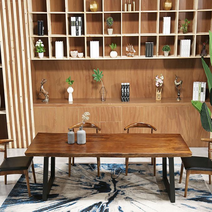 Industrial Style Rectangle Dining Table Wooden Table with Metal Legs for Home Use Clearhalo 'Dining Tables & Seating' 'Dining Tables' 'dining_table' 'furn' 'furn_dining_table' 'Furniture' 'Kitchen & Dining Furniture' 1200x1200_29ad35e5-4a48-454d-a836-e07527a699b1