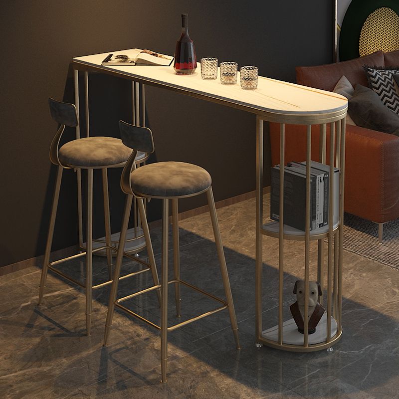 Modern Stone Storage Pub Height Dining Table Double Pedestal Indoor Bar Table, Only Table Clearhalo 'Bar Furniture' 'Bar Tables' 'bar_tables' 'furn' 'furn_bar_tables' 'Furniture' 'furniture_bar_tables' 'Kitchen & Dining Furniture' 'kitchen&dining_furn' 'kitchen' 1200x1200_29ae3f3c-b55f-4281-b369-feac1b5bc460