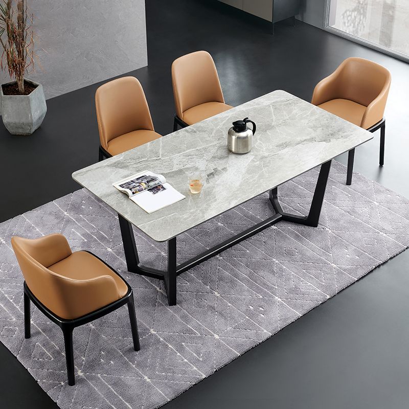 Ensemble de table rectangulaire en pierre agglomérée de style moderne, ensemble de salle à manger 1/4/5 pièces
