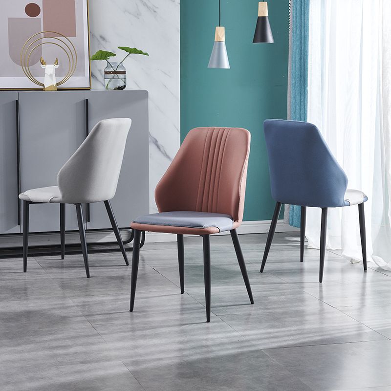 Contemporary Style Metal Chairs Set Dining Kitchen Solid Back Side Chair (Set of 4) Clearhalo ' kitchen&dining_furn' 'Dining Chairs' 'Dining Tables & Seating' 'dining_chair' 'furn' 'furn_dining_chair' 'Furniture' 'furniture_dining_chair' 'Kitchen & Dining Furniture' 'kitchen' 1200x1200_29b3969a-6d41-46c4-a5f1-e1bf85cd4a32