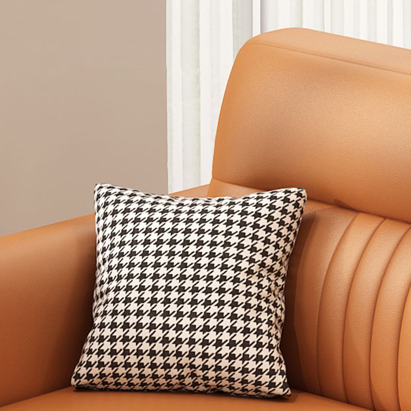 縫う枕バックスクエアアームコットンブレンドとフェイクレザーのセッピーソファ