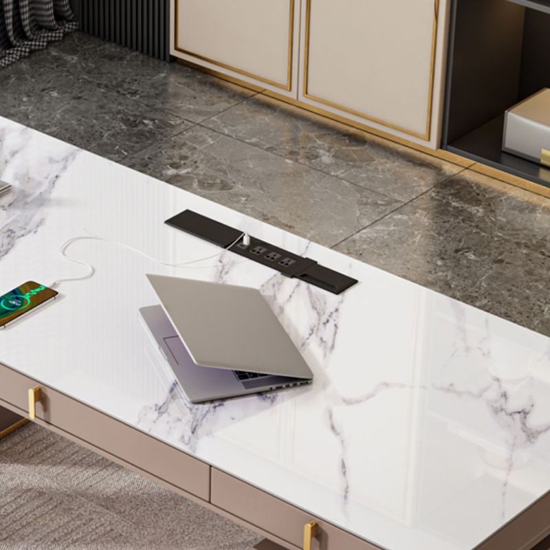 Modern Stone Office Desk Rectangular Shape Task Desk with 5-Drawers in Grey Clearhalo 'furn' 'furn_office_desk' 'Furniture' 'Office Desks' 'Office Furniture' 'office_desk' 1200x1200_29b471e1-dc47-4337-a2dd-709f9ad77341