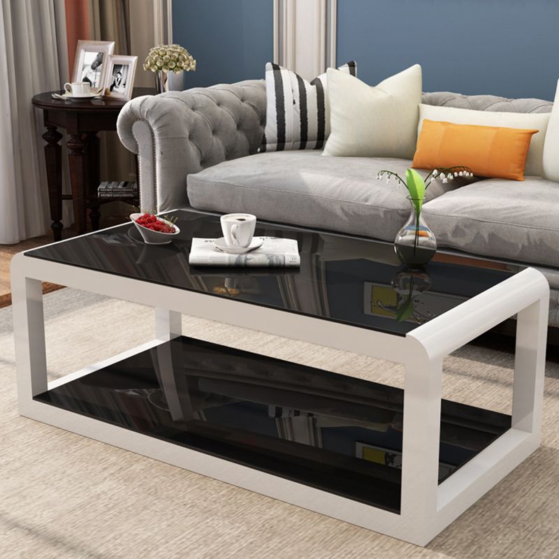 Moderner Stil runder temperierter Glas Top Metal Rahmen Basis Couchtisch