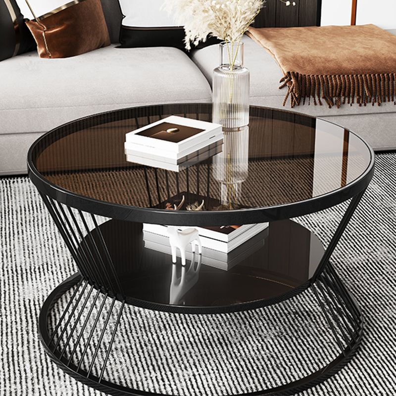 Modern Metal Frame Coffee Table Glass Top Coffee Or End Table with Shelf Clearhalo 'Coffee & Accent Tables' 'Coffee Tables' 'coffee_tables' 'furn' 'furn_coffee_tables' 'Furniture' 'Living Room Furniture' 1200x1200_29b7e1c8-b5e0-4820-8f02-0a7a279c3d42