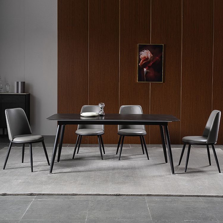 Modern 1/4/5/7 Pieces Rectangle Dinette Set with Sintered Stone Top Black Dining Table Set Clearhalo 'Dining Room Sets' 'Dining Tables & Seating' 'dining_room_set' 'furn' 'furn_dining_room_set' 'Furniture' 'furniture_dining_room_set' 'Kitchen & Dining Furniture' 1200x1200_29bc4bdd-5498-4f7f-ab25-4c74447509b3