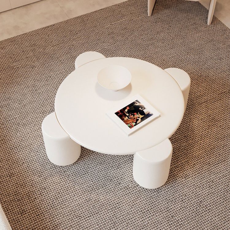 Tavolino moderno in legno massiccio rotondo con caffè a 4 gambe o tavolino