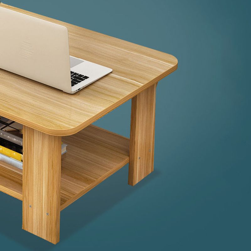 Modernes Rechteck Holz Couchtisch 16,5 "H 4 Beine Cocktailtisch mit Regal