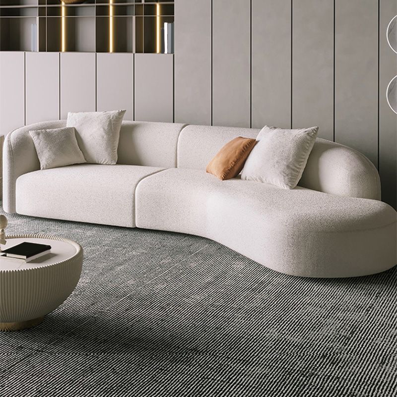 Scandinavian Tuxedo Arm Sofa with Chaise 27.56" H White Curved Sofa Clearhalo 'furn' 'furn_sectionals' 'Furniture' 'Living Room Furniture' 'Sectionals' 1200x1200_29c35759-705e-42e0-90ce-4f4ba15dd6f3