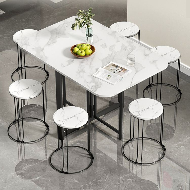Modern Folding Dining Table Rectangle Wooden Top with Black Metal Base Clearhalo 'Dining Tables & Seating' 'Dining Tables' 'dining_table' 'furn' 'furn_dining_table' 'Furniture' 'Kitchen & Dining Furniture' 1200x1200_29c5d644-6c60-45ac-bfe8-e11e7751c4fb