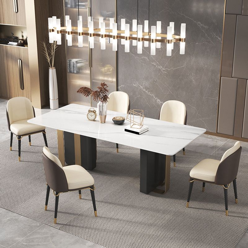Luxury Sintered Stone Top Dining Table Rectangle Indoor Table with Double Pedestal Clearhalo 'Dining Tables & Seating' 'Dining Tables' 'dining_table' 'furn' 'furn_dining_table' 'Furniture' 'furniture_dining_table' 'Kitchen & Dining Furniture' 'kitchen' 'kitchen_dining_table' 1200x1200_29ca0ecf-c1c3-412a-bffe-9a90e69e245f