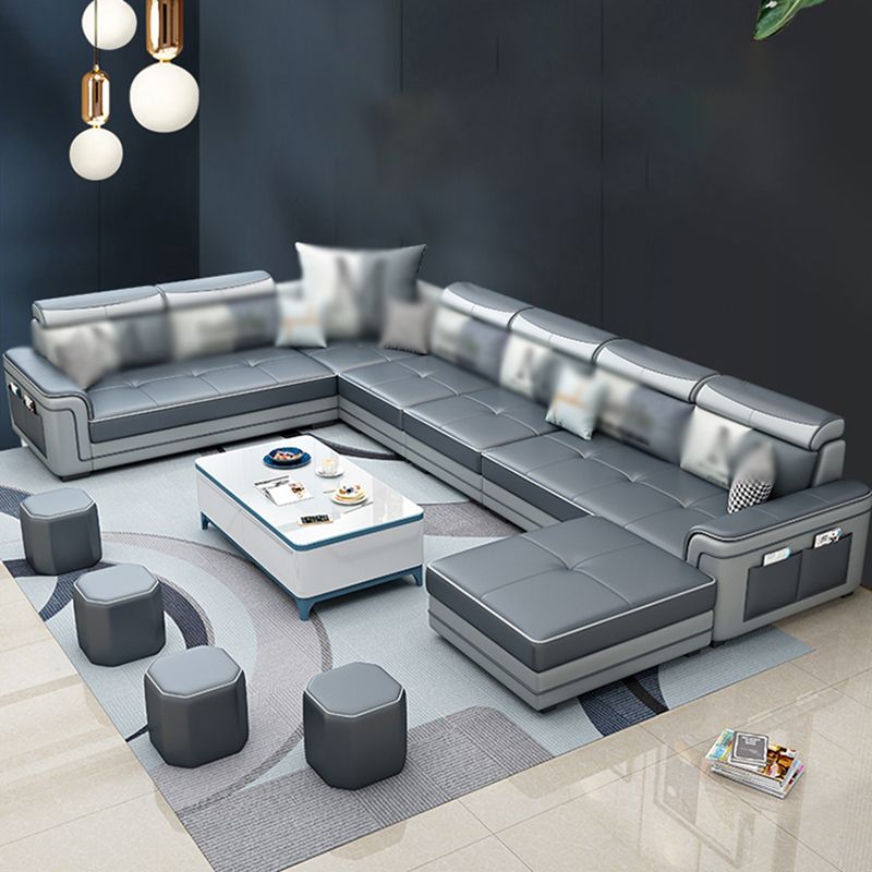 6-Seater Pillowed Back Cushions Square Arm Sectional Sofa for Living Room Clearhalo 'furn' 'furn_sectionals' 'Furniture' 'furniture_sectionals' 'kitchen' 'kitchen_sectionals' 'Living Room Furniture' 'Sectionals' 1200x1200_29ca2ef5-746a-4356-b799-a37b00a3c207