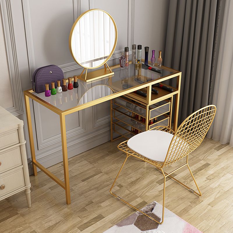 Glam Style 29,5 "Hauteur Golden Glass Top Making Vanity for Chambre