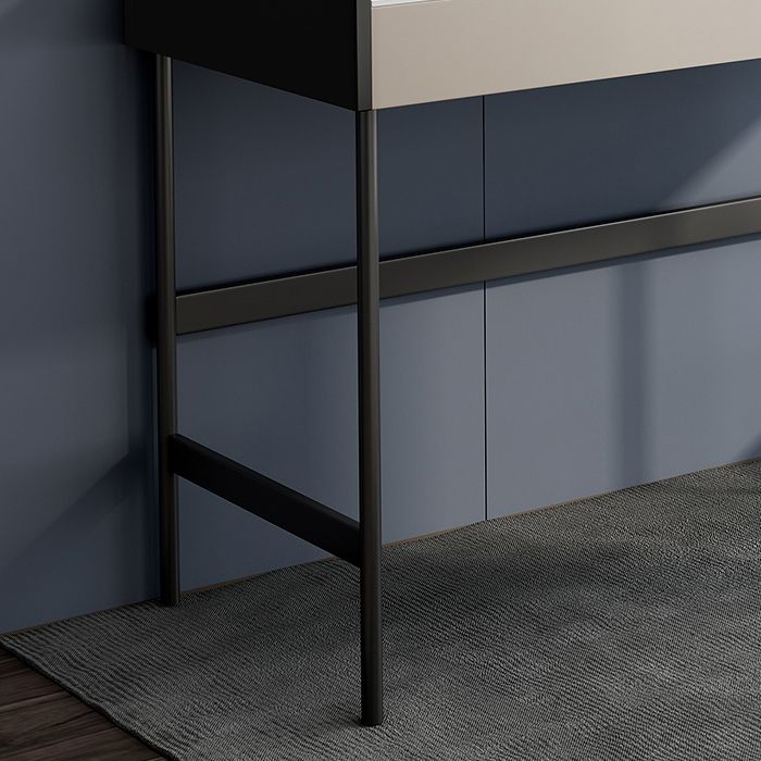 Modern Stone Rectangular Writing Desk 2-Drawers White Office Desk with H-Base Clearhalo 'furn' 'furn_office_desk' 'Furniture' 'Office Desks' 'Office Furniture' 'office_desk' 1200x1200_29cbb84a-a423-47ab-afb0-62e9508dd5aa