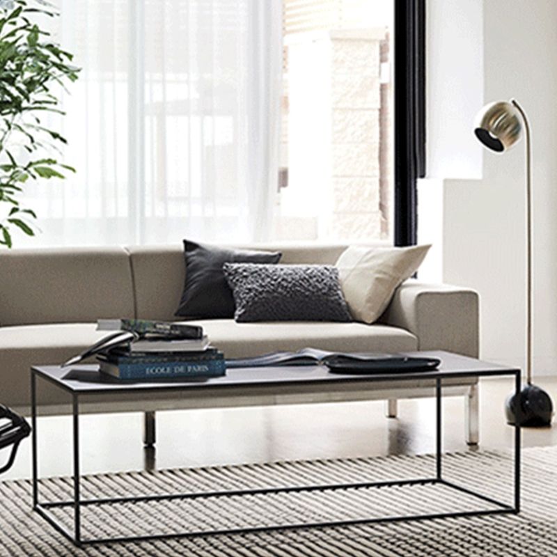 Iron Square Coffee Table with Fram Base in Black Mid-Century Modern