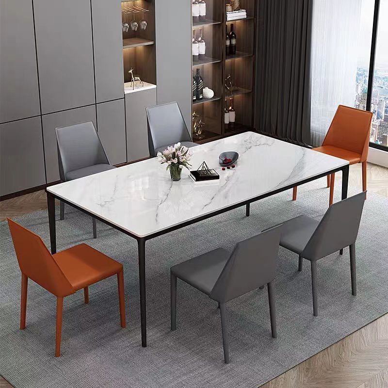 Industrial Sintered Stone Kitchen Table Rectangle Fixed Dining Room Desk Clearhalo 'Dining Tables & Seating' 'Dining Tables' 'dining_table' 'furn' 'furn_dining_table' 'Furniture' 'Kitchen & Dining Furniture' 1200x1200_29cdcf22-920d-480d-a499-44d5c579005a