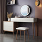 Tavolo da vanità contemporaneo e set di sgabelli con specchio, set di vanità per trucco in legno