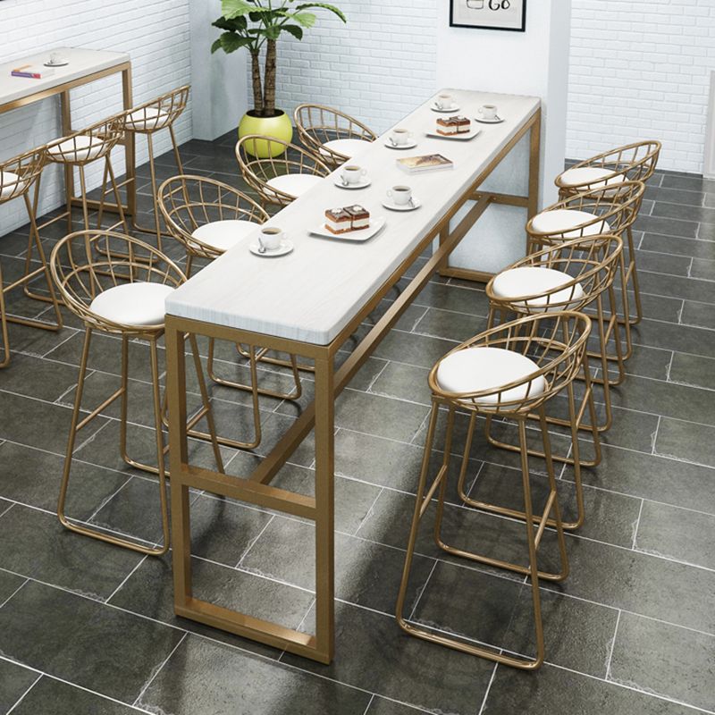 Glam Iron Base Bar Table Indoor Solid Wood Bar Table for Dining Room