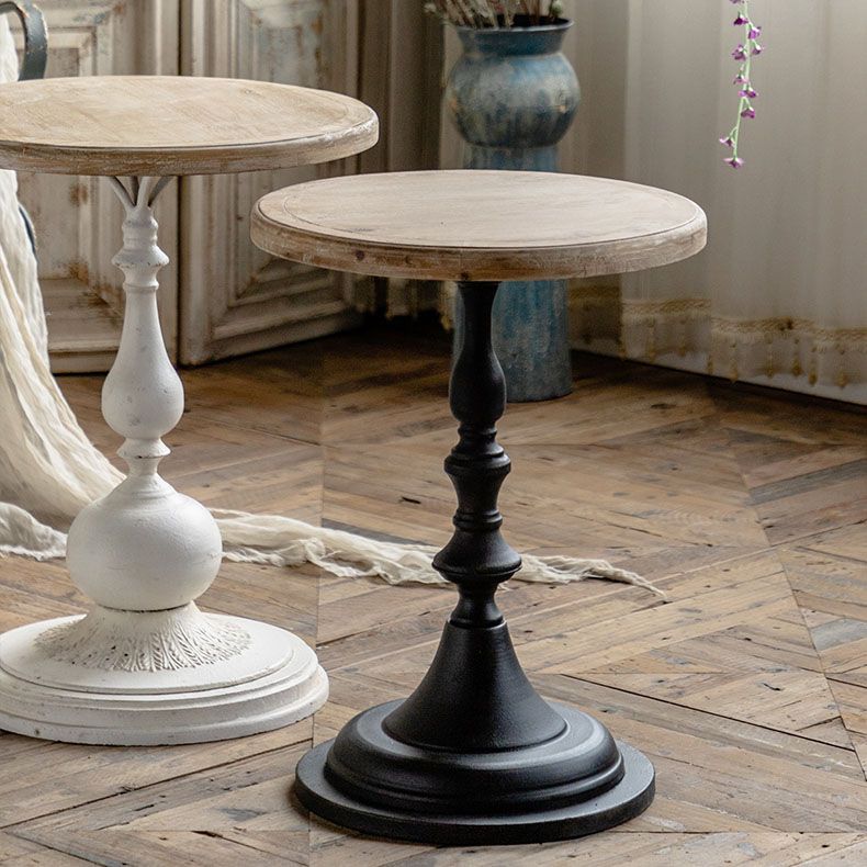 Wood Round Top Side Table Iron Pedestal End Table - Distressed Surface Treatment Clearhalo 'Coffee & Accent Tables' 'End & Side Tables' 'end_side_tables' 'furn' 'furn_end_side_tables' 'Furniture' 'Living Room Furniture' 1200x1200_29d346c3-c6c5-4e2a-91a9-dd606a6785ec
