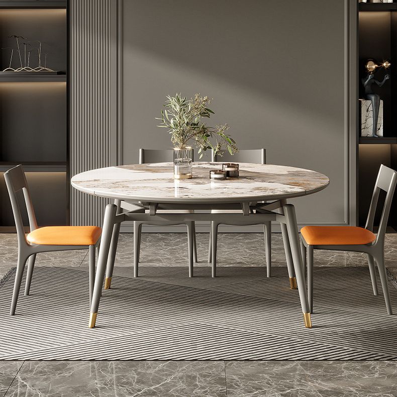 Modern Round Dining Table Stone Top Dining Table with 4 Wood Legs Clearhalo 'Dining Tables & Seating' 'Dining Tables' 'dining_table' 'furn' 'furn_dining_table' 'Furniture' 'furniture_dining_table' 'Kitchen & Dining Furniture' 'kitchen' 'kitchen_dining_table' 1200x1200_29d526b8-66db-4417-a4a0-6cad87a91516