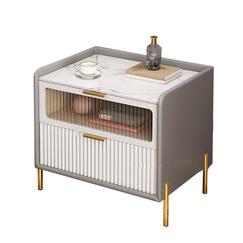 Cajones de 2 cajones incluyen mesa nocturna de la mesa de la piedra del lado de la piedra, 15.8 "de altura