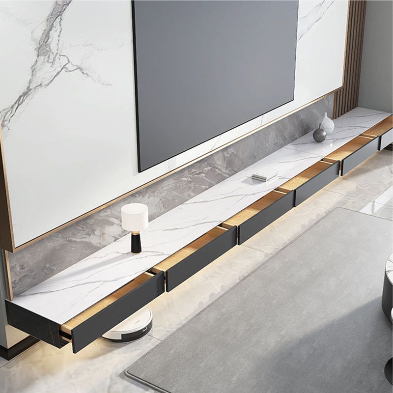 11.81 "W TV Stand Contemporáne de estilo gris de estilo de pared con 3 cajones