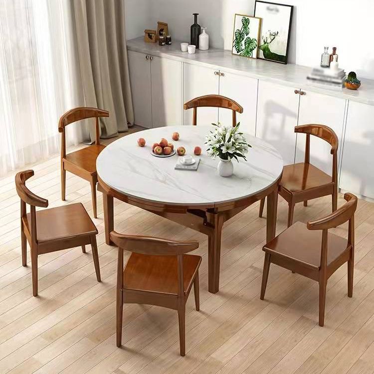 Minimalist Extendable Round Shape Table Standard Sintered Stone Dining Table for Kitchen Clearhalo ' dining_table' 'Dining Tables & Seating' 'Dining Tables' 'furn' 'furn_dining_table' 'Furniture' 'furniture_dining_table' 'Kitchen & Dining Furniture' 'kitchen&dining_furn' 'kitchen' 'kitchen_dining_table' 1200x1200_29dcef74-711d-4421-ba46-10c973b106a3