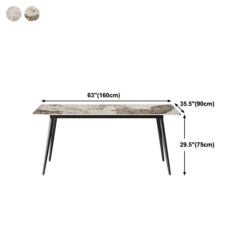 Stone Top Dining Table Rectangle Contemporary Dining Table with 4 Black Legs Clearhalo 'Dining Tables & Seating' 'Dining Tables' 'dining_table' 'furn' 'furn_dining_table' 'Furniture' 'furniture_dining_table' 'Kitchen & Dining Furniture' 'kitchen' 'kitchen_dining_table' 1200x1200_29dd1061-edbd-44f0-a2f8-e861242b27d1