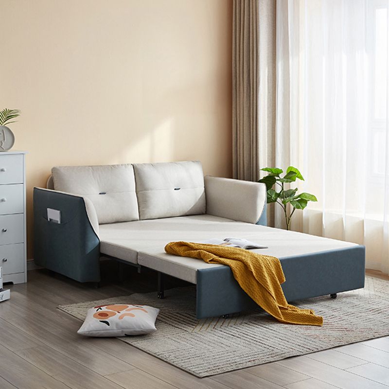 Faux lederen bank bed met kussenachter converteerbare bank met tijdschriftopslag