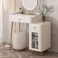 Contemporary White Slate Dresser 31.1-In High Vanity Dressing Table Set with Drawers