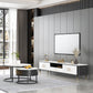 Glam Style TV Stand White Colour Stone TV Console with Open Storage Clearhalo 'furn' 'furn_tv_stands_entertainment_centers' 'Furniture' 'Living Room Furniture' 'TV Stands & Entertainment Centers' 'TV Stands & Media Storage Furniture' 'tv_stands_entertainment_centers' 1200x1200_29decdf3-9386-49a3-a545-0c39bb6c3322
