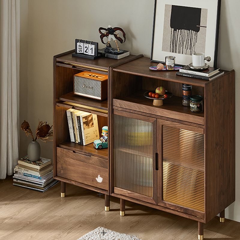 Storage Solid Wood Glass Door Cabinet Mid Century Chest in Walnut Clearhalo 'Cabinets & Chests' 'cabinets_chests' 'furn' 'furn_cabinets_chests' 'Furniture' 'Living Room Furniture' 1200x1200_29df43f7-94be-4317-a91a-4e1934c1c2a6